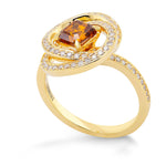 Fancy Deep Yellowish Orange Asscher Cut Diamond Crossover Dress Ring  