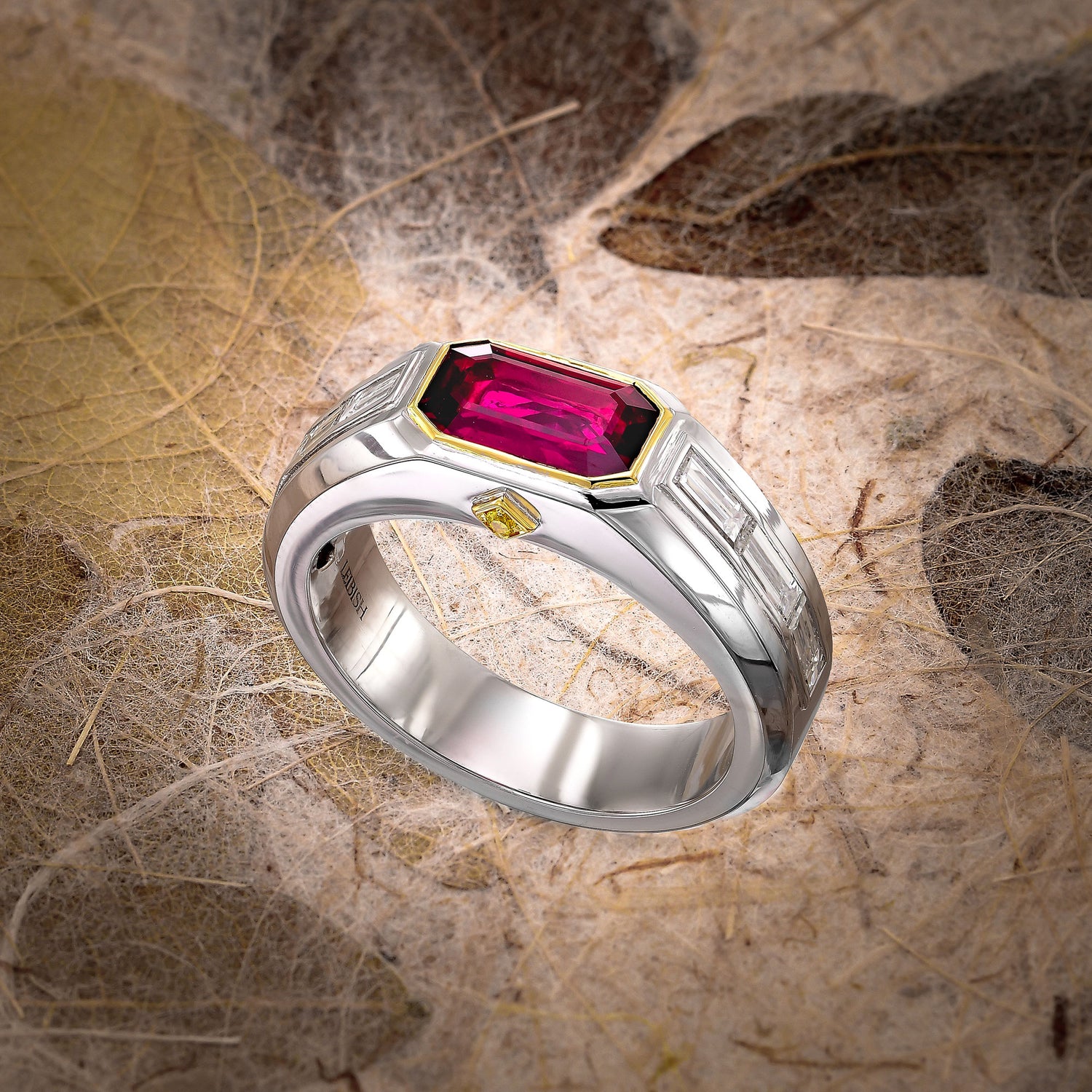 Pigeon Blood Red Ruby Mens Couture Ring