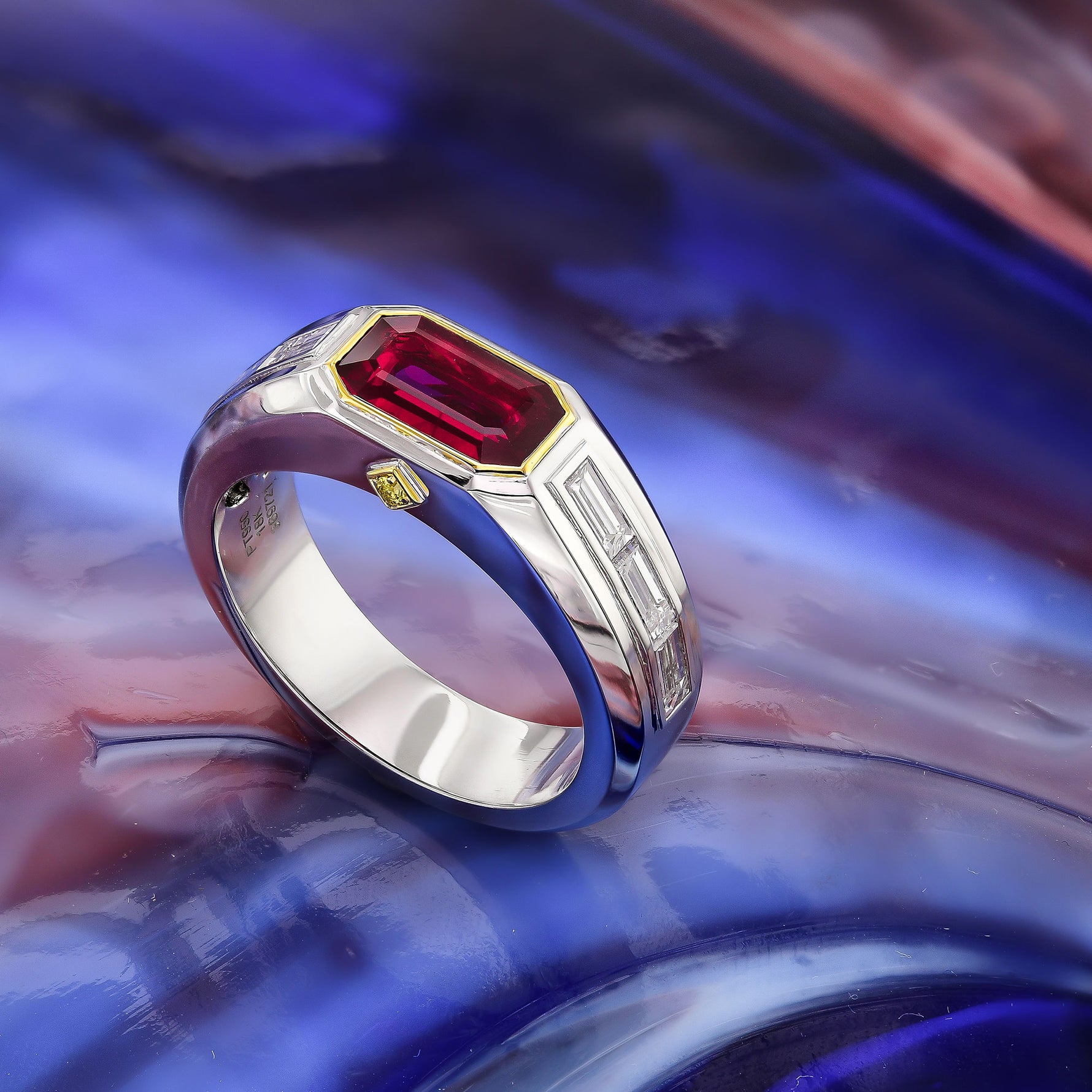 Pigeon Blood Red Ruby Mens Couture Ring