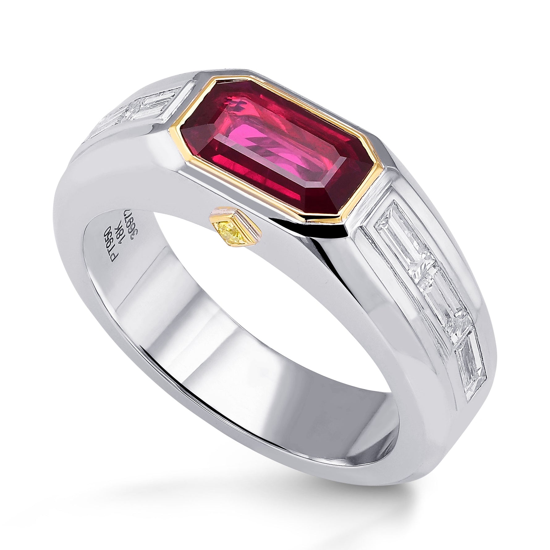 Pigeon Blood Red Ruby Mens Couture Ring