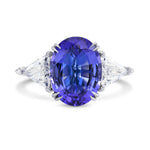 Oval Tanzanite and Triangle Diamond Ring