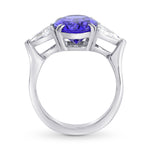 Oval Tanzanite and Triangle Diamond Ring