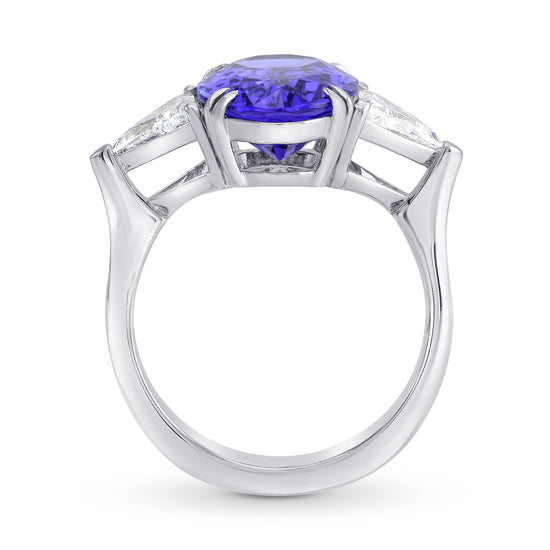 Oval Tanzanite and Triangle Diamond Ring
