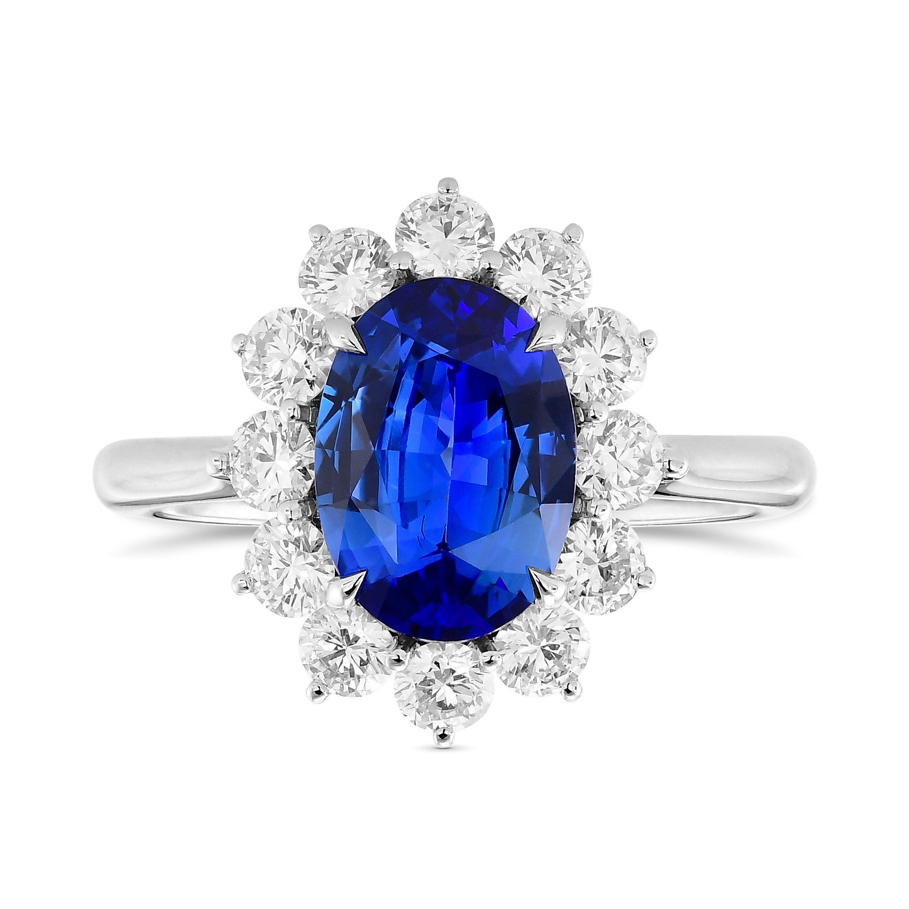 Oval Madagascar Blue Sapphire Halo Ring