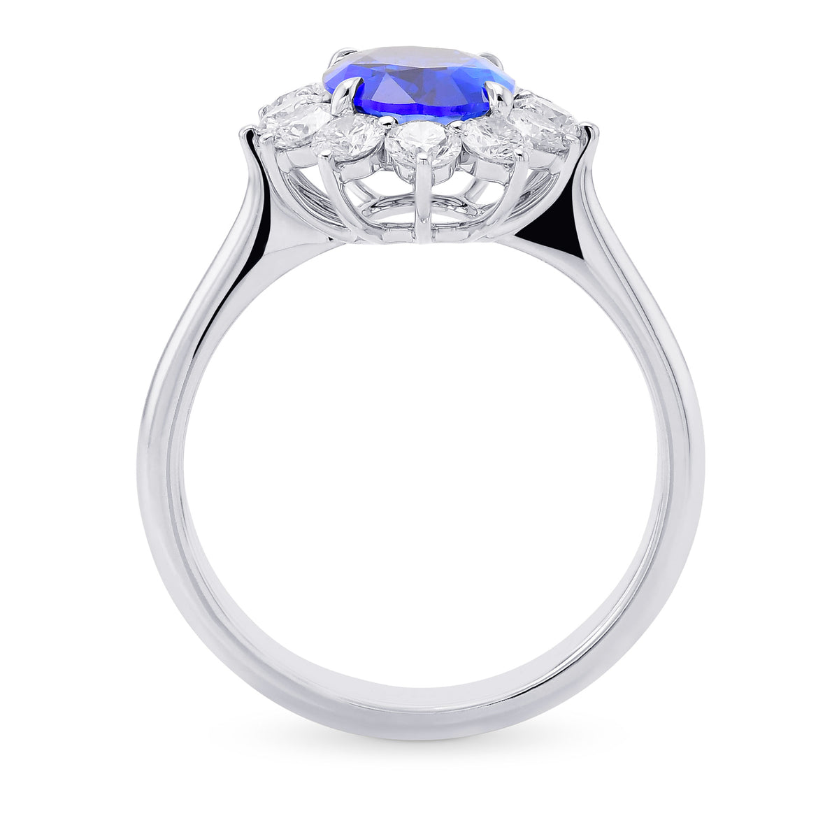 Oval Madagascar Blue Sapphire Halo Ring