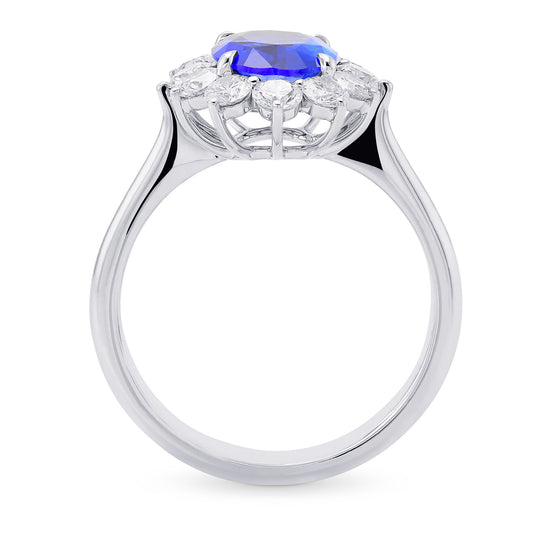 Oval Madagascar Blue Sapphire Halo Ring