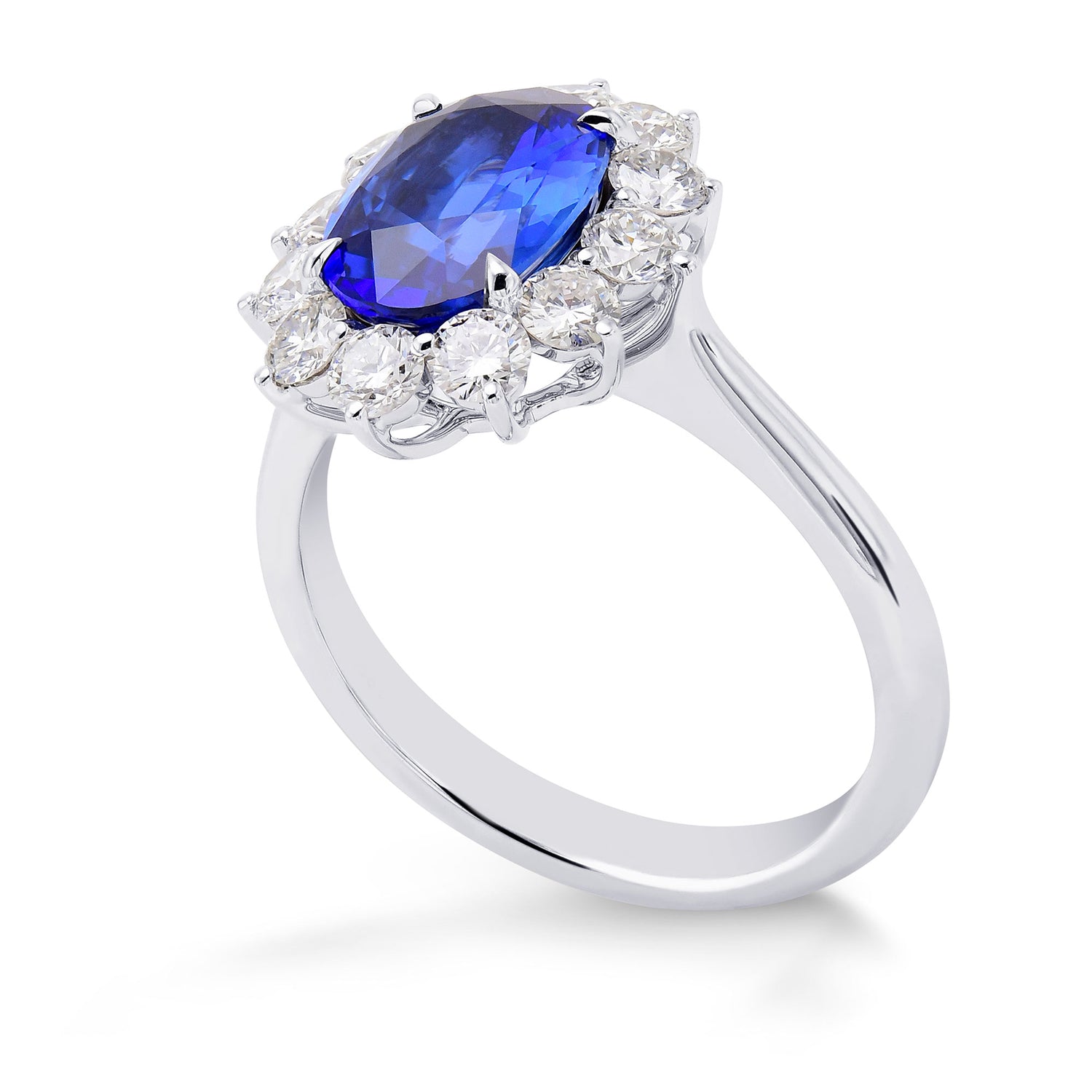 Oval Madagascar Blue Sapphire Halo Ring