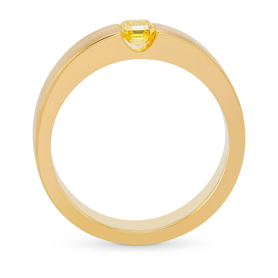 Fancy Vivid Yellow Asscher Diamond Tension Diamond Band 