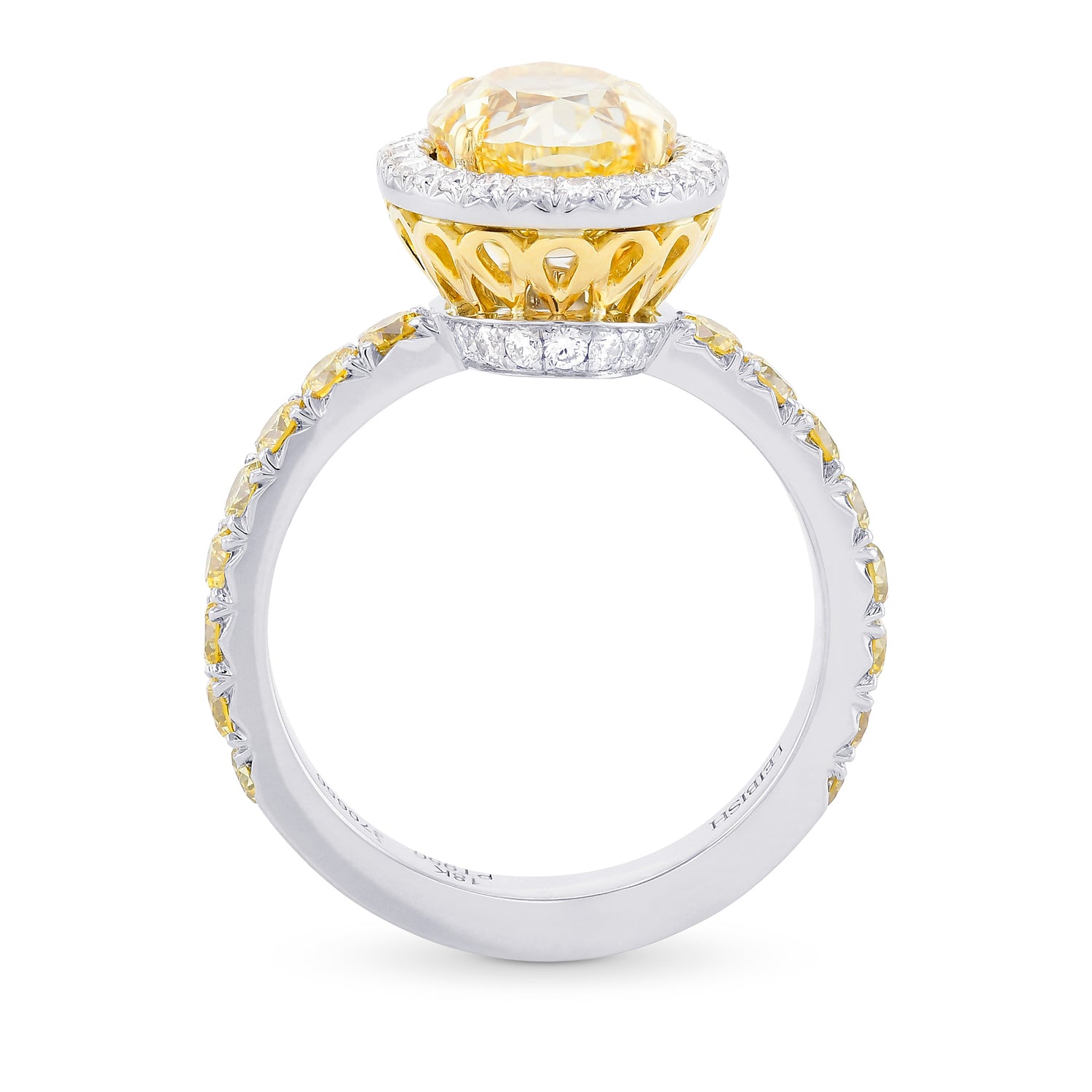 Fancy Brownish Yellow Oval Diamond Scalloped Filigree Halo Diamond Ring