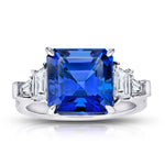 Couture Asscher Cut Blue Tanzanite and Diamond Ring