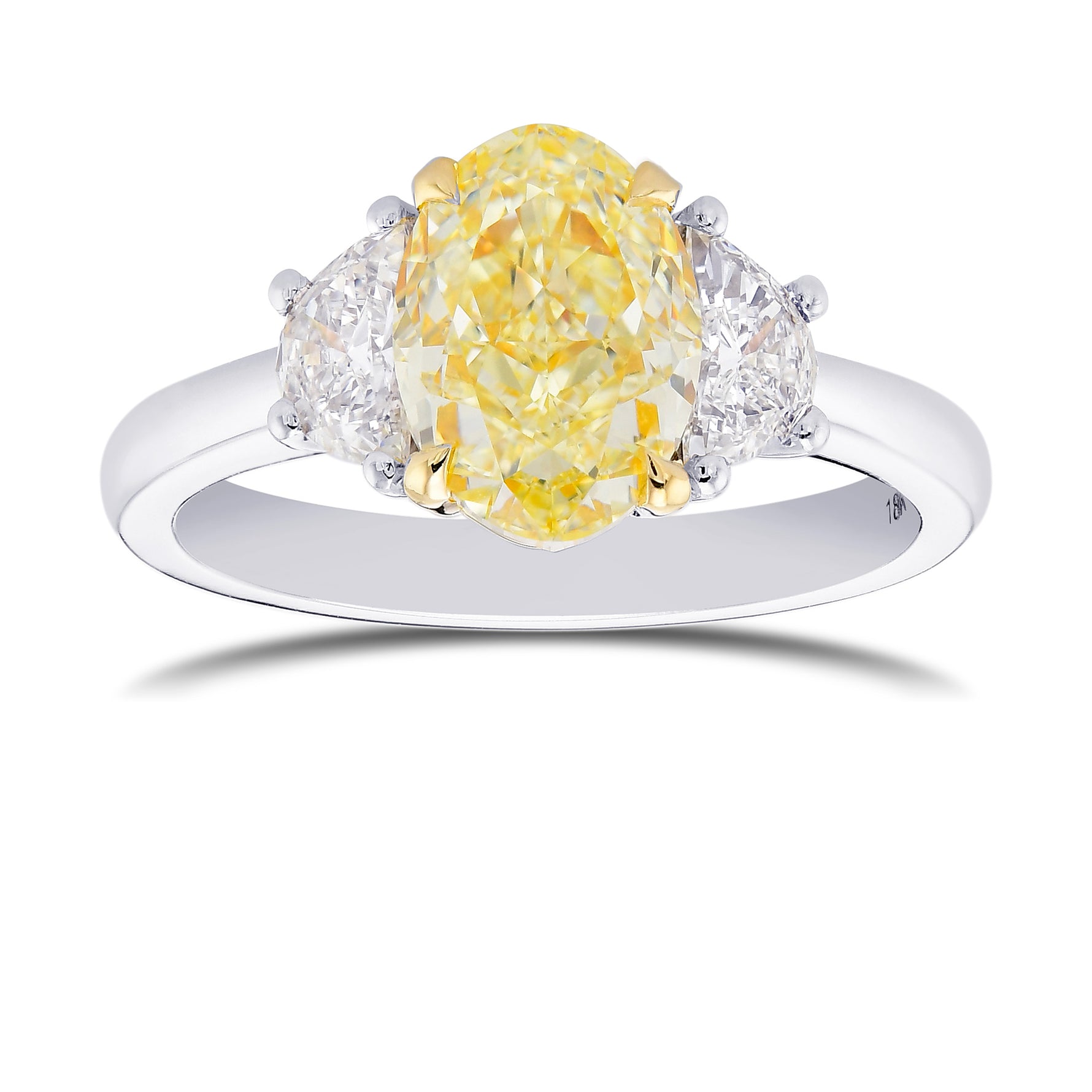 Fancy Light Yellow Oval Diamond 3 Stone Ring