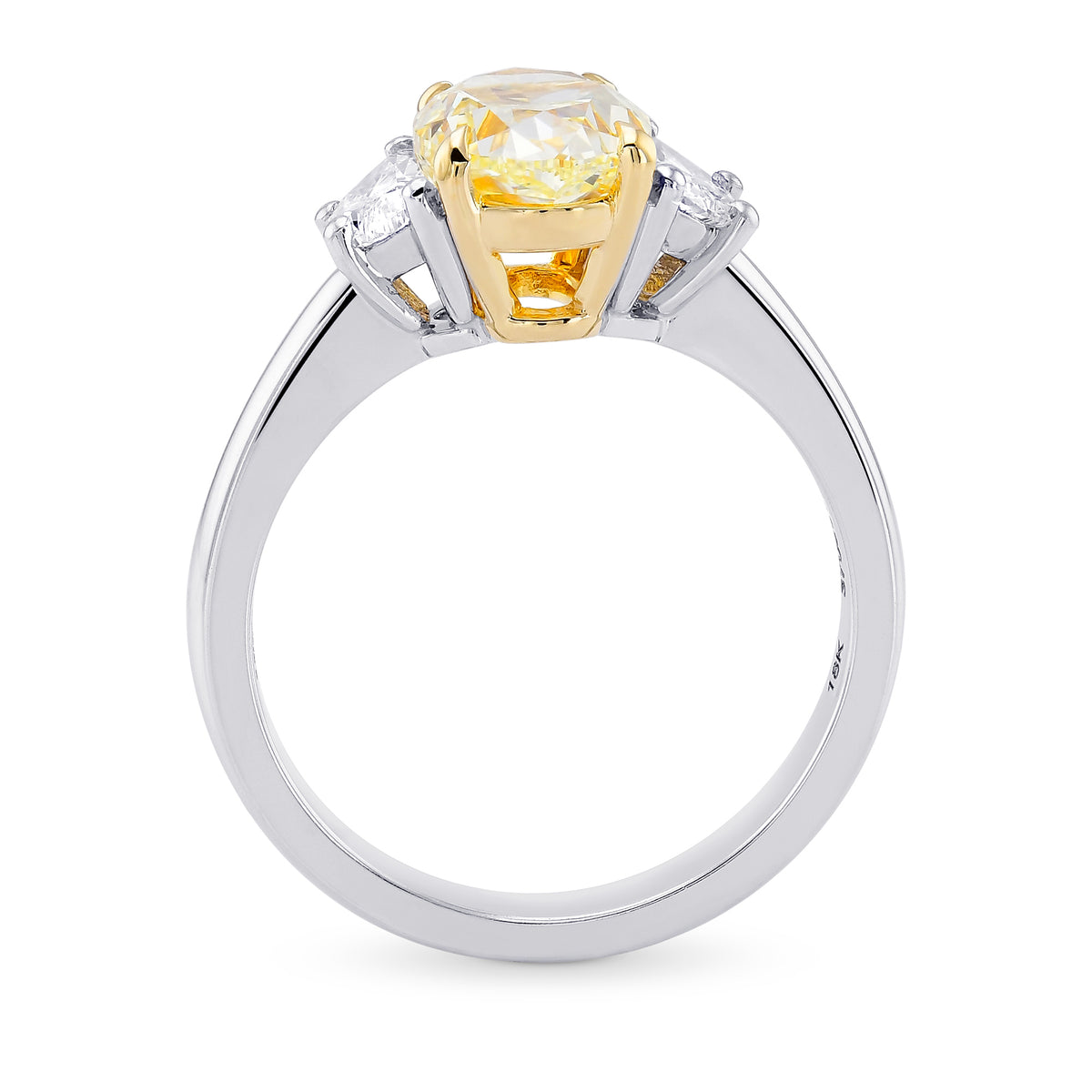 Fancy Light Yellow Oval Diamond 3 Stone Ring