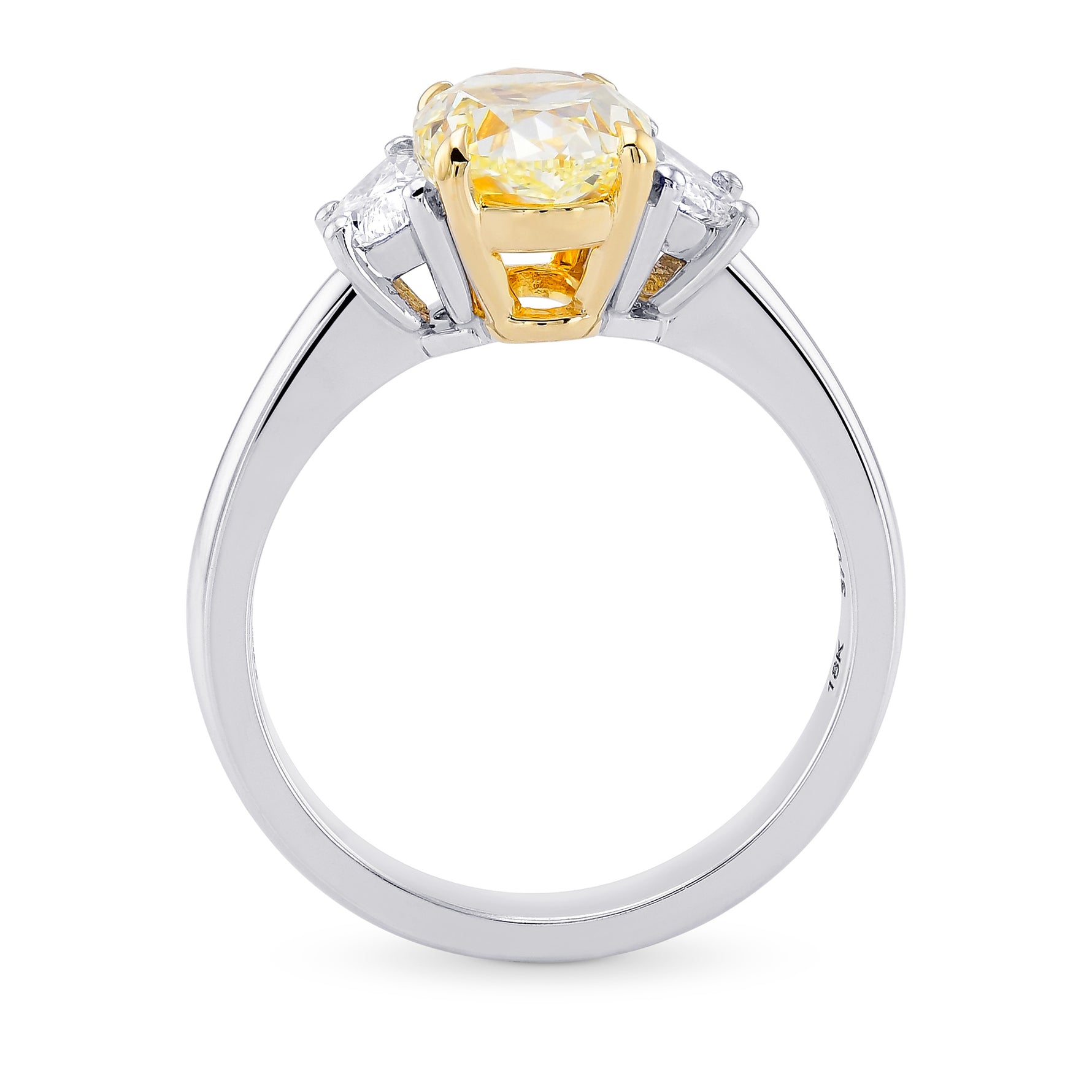Fancy Light Yellow Oval Diamond 3 Stone Ring