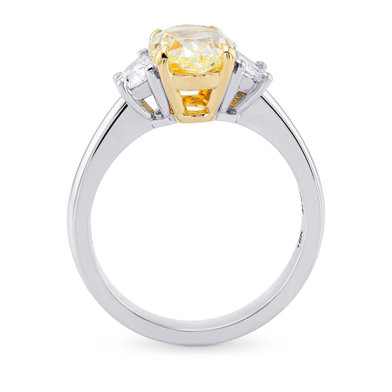 Fancy Light Yellow Oval Diamond 3 Stone Ring