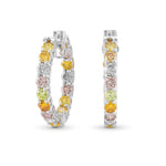 Multicolored Diamond Hoop Earrings