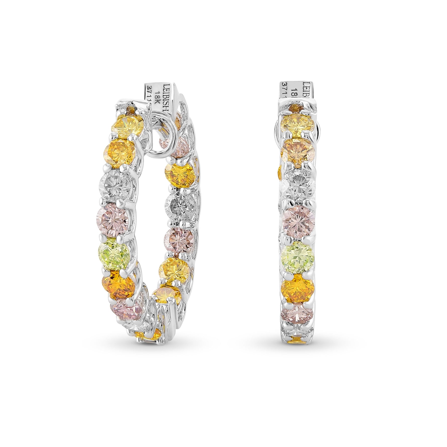 Multicolored Diamond Hoop Earrings