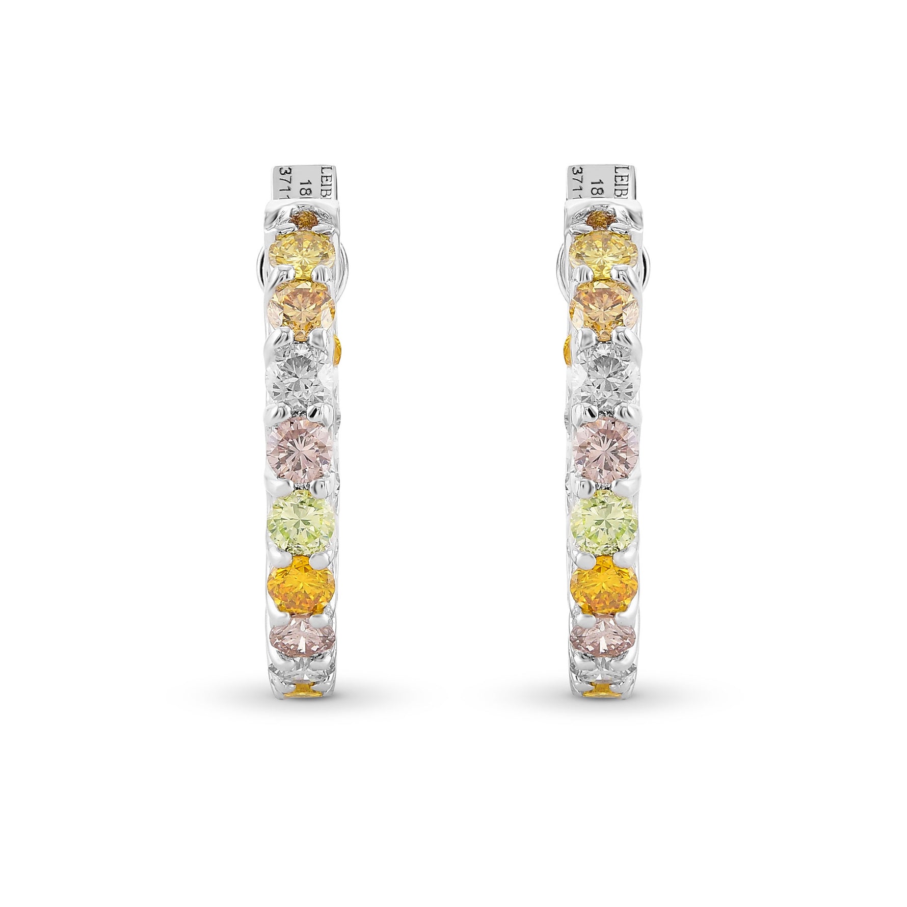 Multicolored Diamond Hoop Earrings