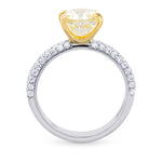 Fancy Light Yellow IF Cushion  Side Stone Diamond Ring