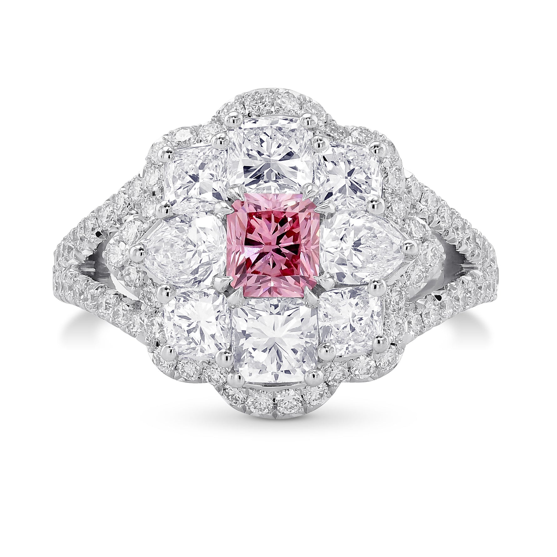 Extraordinary Fancy Intense Pink Radiant Diamond Dress Ring
