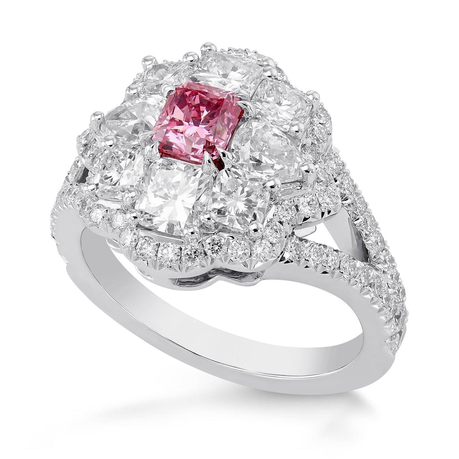 Extraordinary Fancy Intense Pink Radiant Diamond Dress Ring