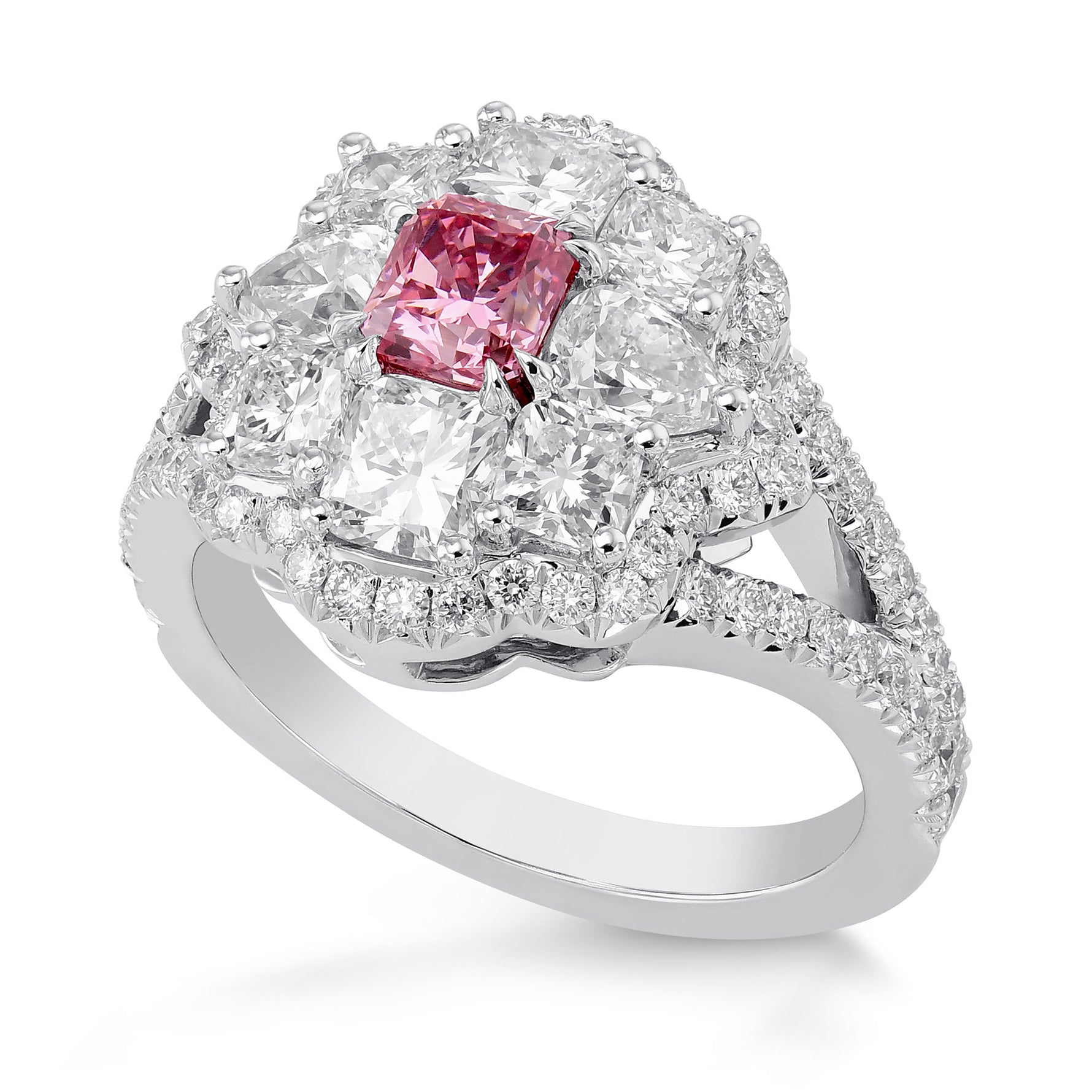 Extraordinary Fancy Intense Pink Radiant Diamond Dress Ring