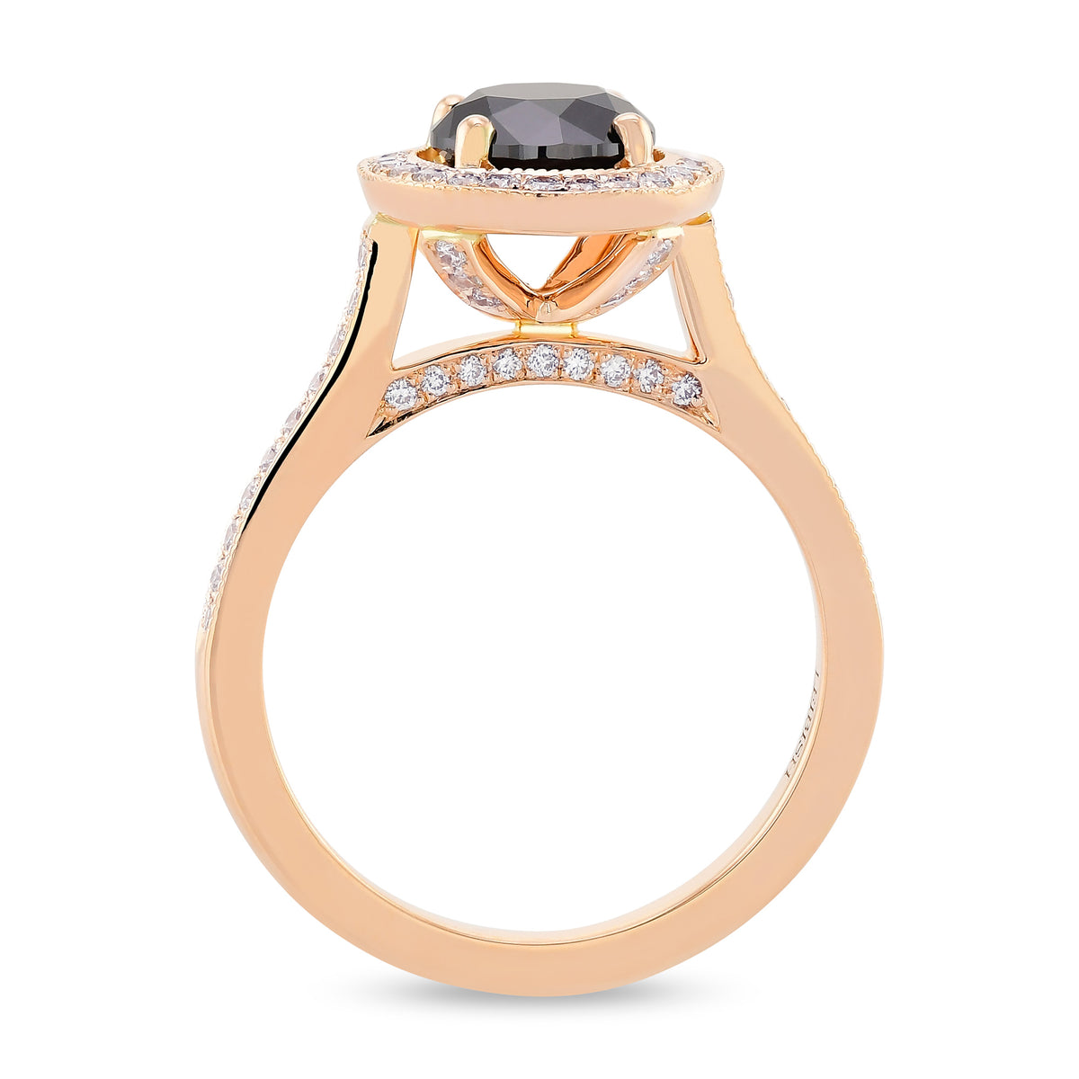 Natural Black Diamond Rose Gold Engagement Ring