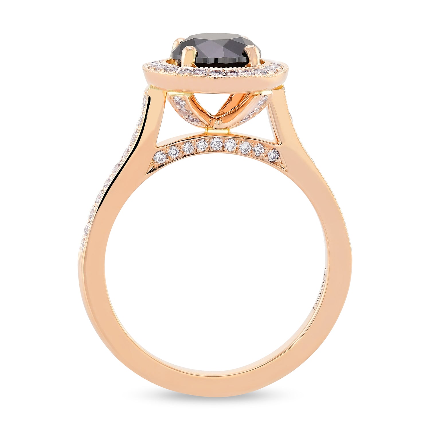 Natural Black Diamond Rose Gold Engagement Ring