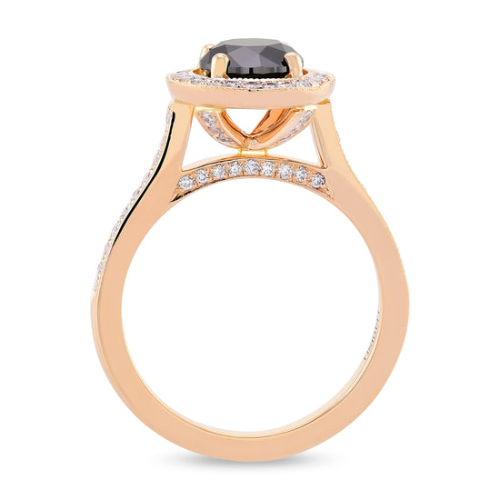 Natural Black Diamond Rose Gold Engagement Ring