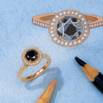 Natural Black Diamond Rose Gold Engagement Ring