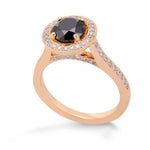 Natural Black Diamond Rose Gold Engagement Ring