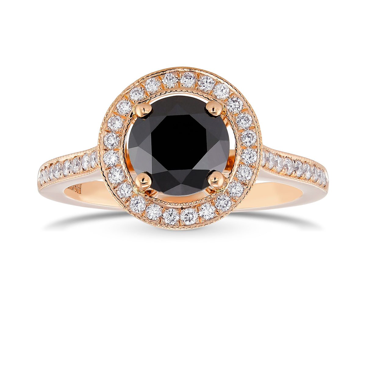 Natural Black Diamond Rose Gold Engagement Ring