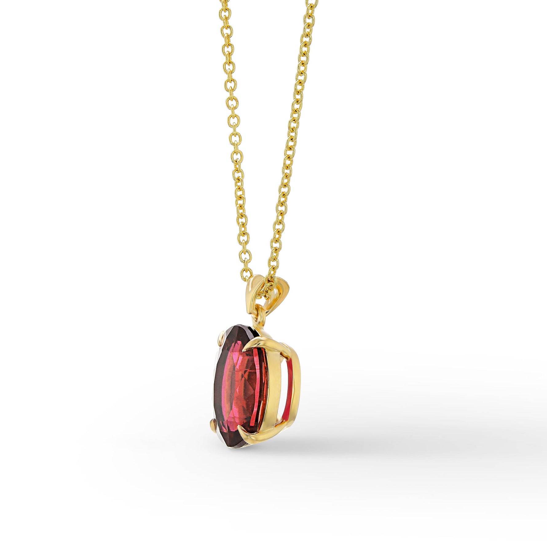 Oval Rubellite Solitaire Pendant