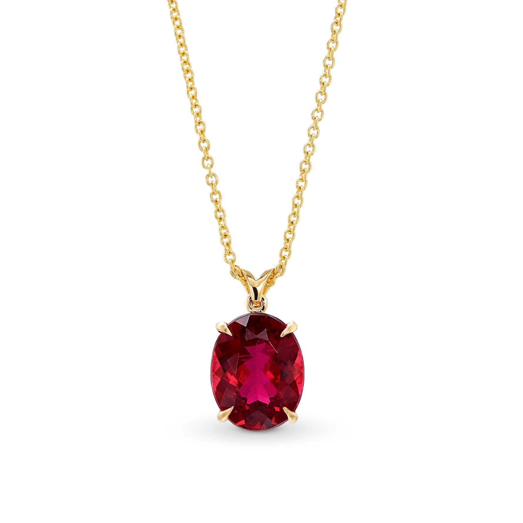 Oval Rubellite Solitaire Pendant