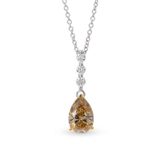 Fancy Brown Yellow Pear Diamond Drop Pendant