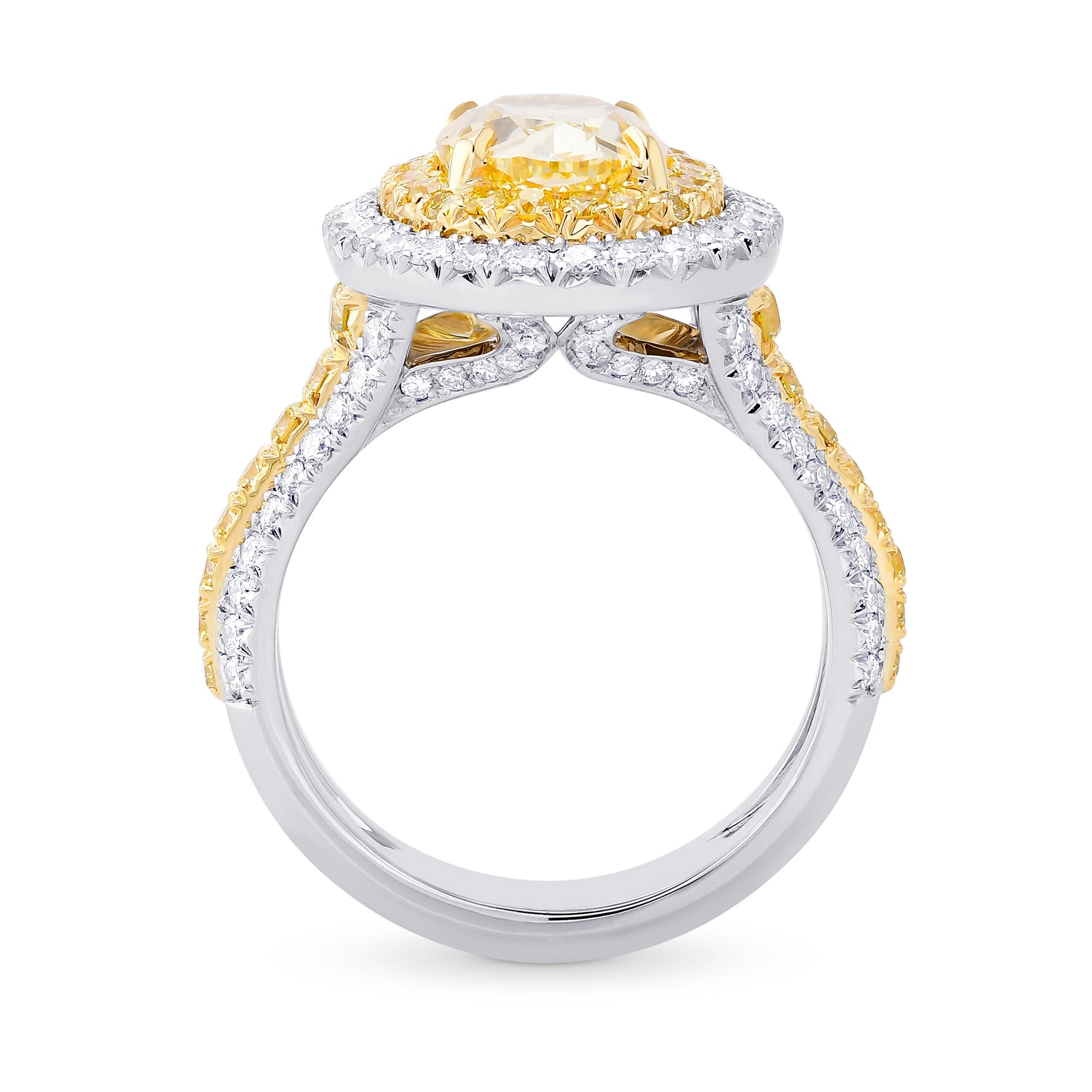 Fancy Yellow Oval Diamond Double Halo Ring