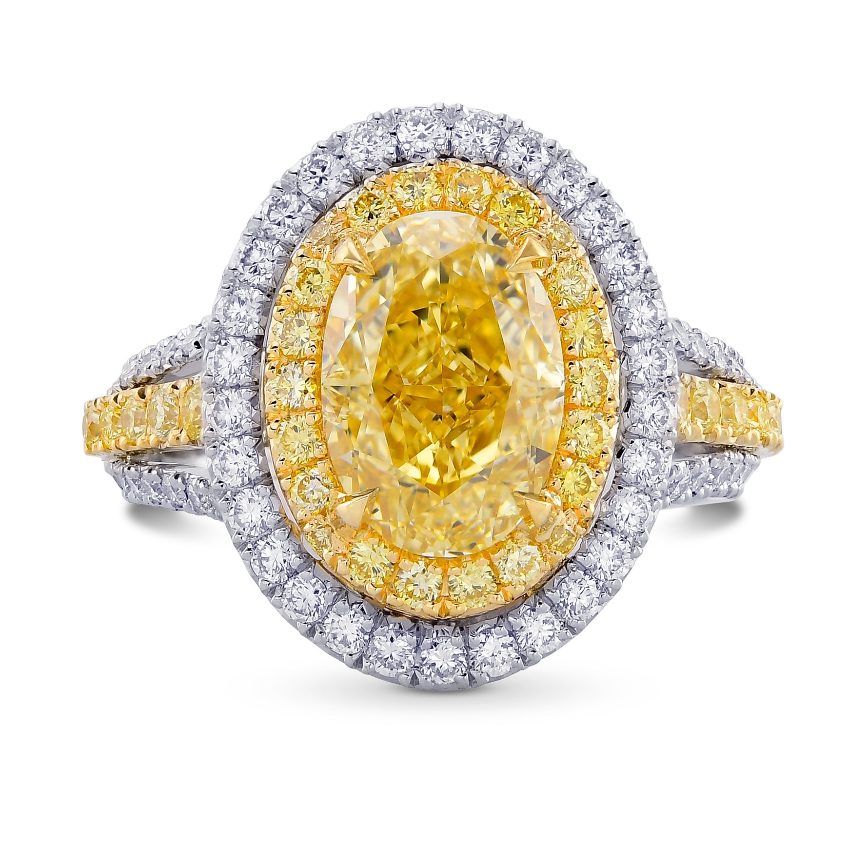 Fancy Yellow Oval Diamond Double Halo Ring