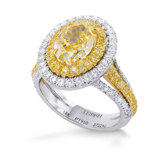 Fancy Yellow Oval Diamond Double Halo Ring