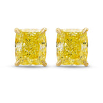 Fancy Yellow Cushion Stud Diamond Earrings