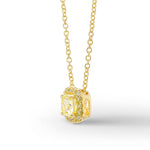 Fancy Light Yellow Cushion Diamond Halo Pendant