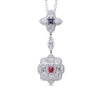 Fancy Intense Purplish Pink Asscher & Fancy Dark Blue Gray Emerald Diamond Pendant