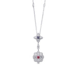 Fancy Intense Purplish Pink Asscher & Fancy Dark Blue Gray Emerald Diamond Pendant