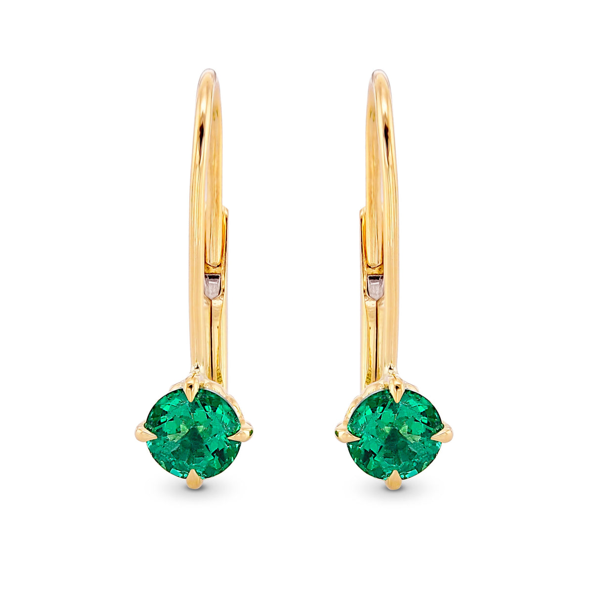 Round Green Emerald Drop Earrings