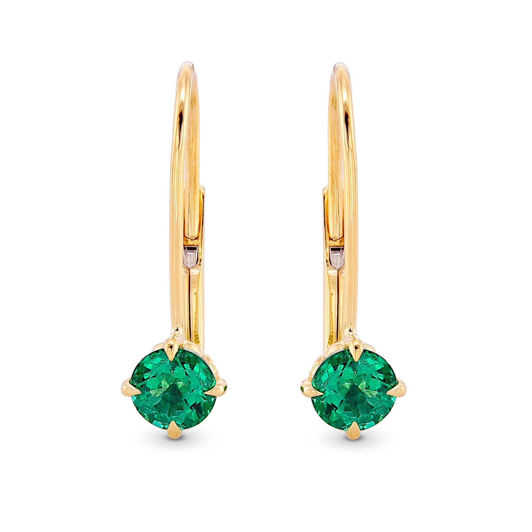 Round Green Emerald Drop Earrings