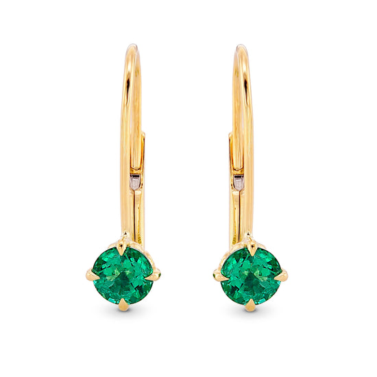 Round Green Emerald Drop Earrings