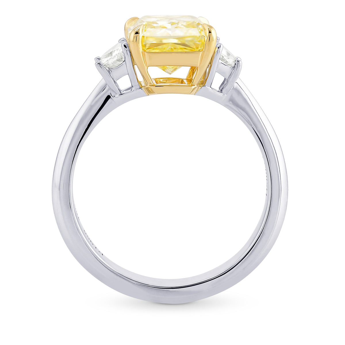 Fancy Yellow Radiant Diamond 3 Stone Ring