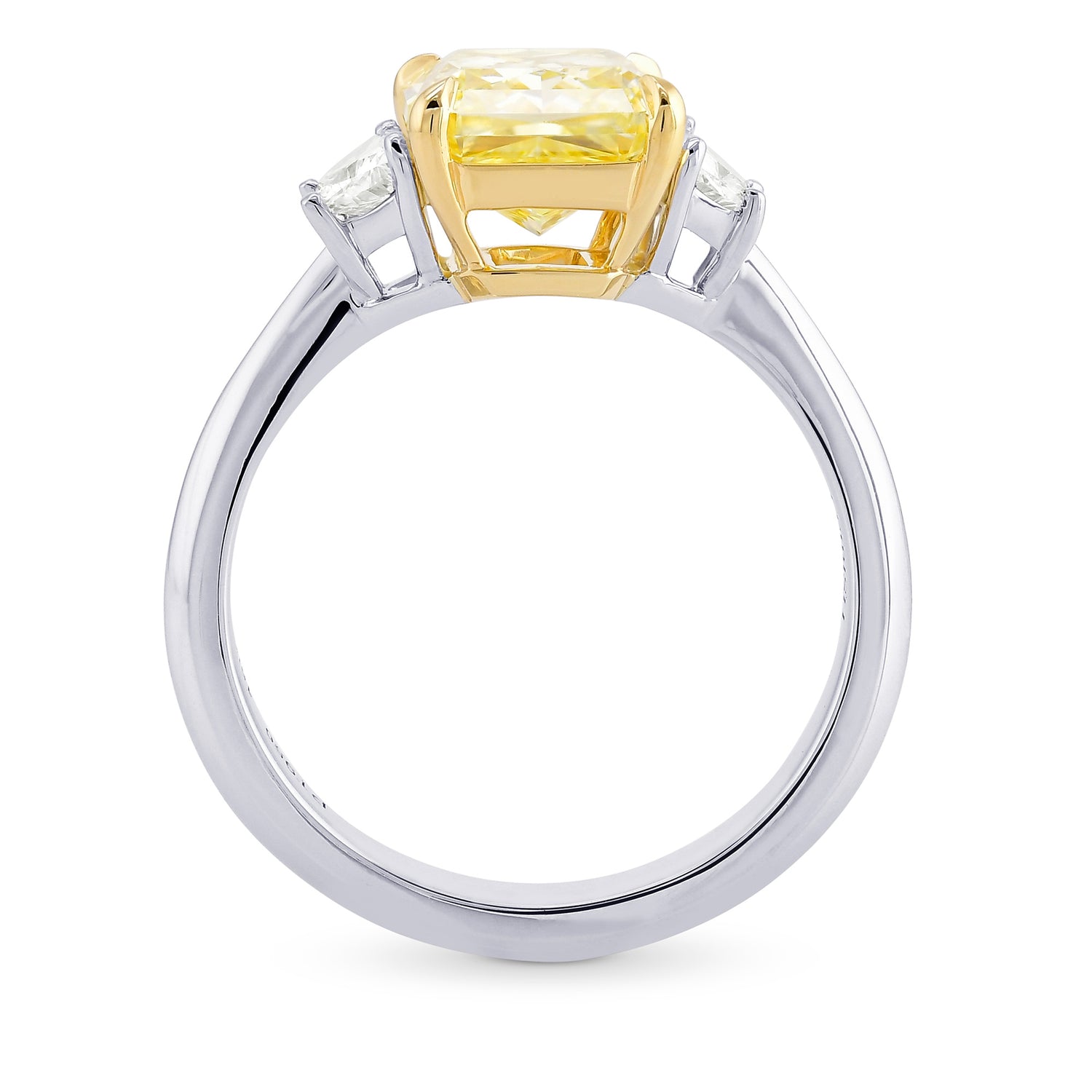 Fancy Yellow Radiant Diamond 3 Stone Ring