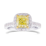 Fancy Yellow Cushion Diamond Carriage Halo Ring