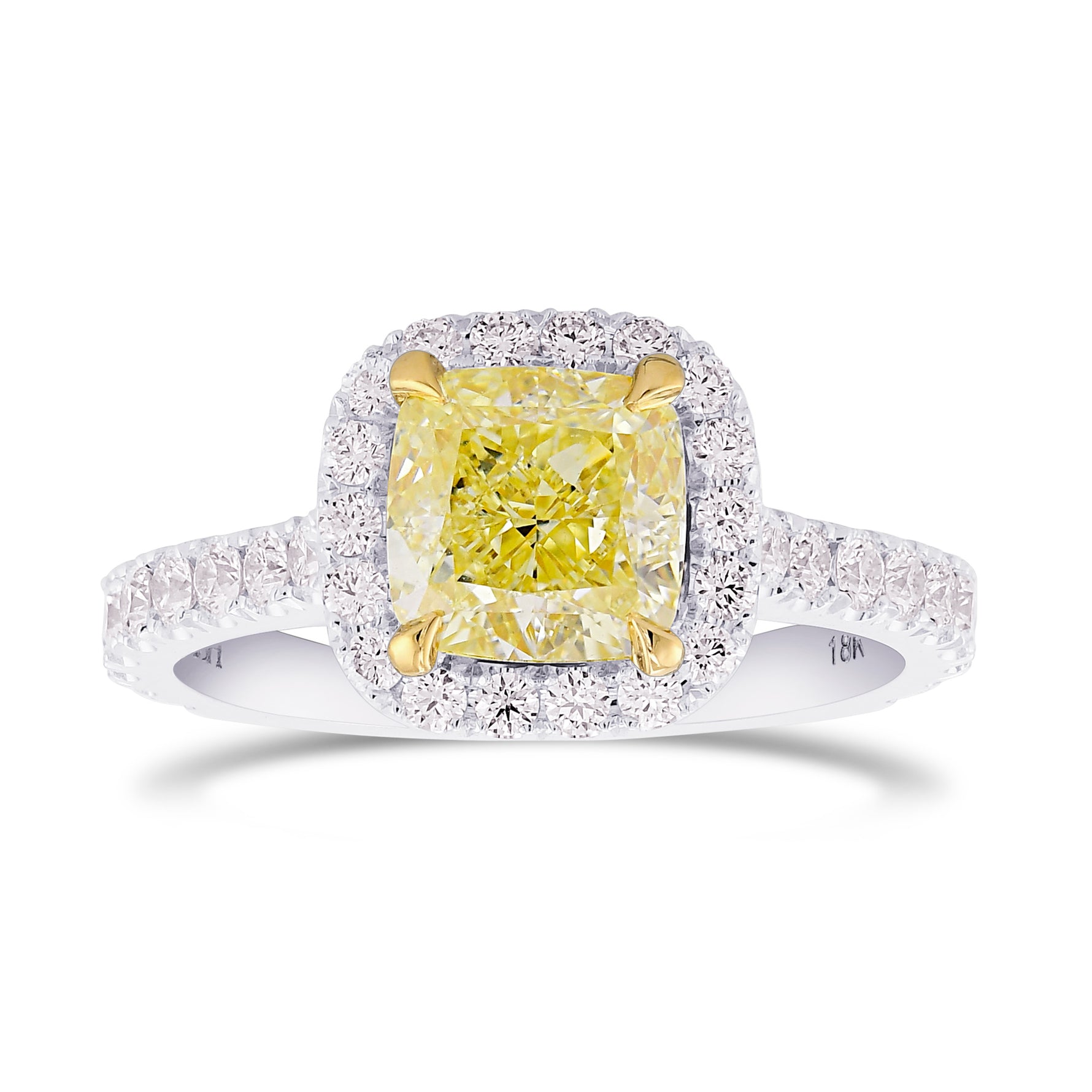 Fancy Yellow Cushion Diamond Carriage Halo Ring