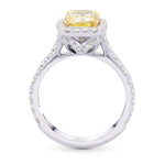 Fancy Yellow Cushion Diamond Carriage Halo Ring