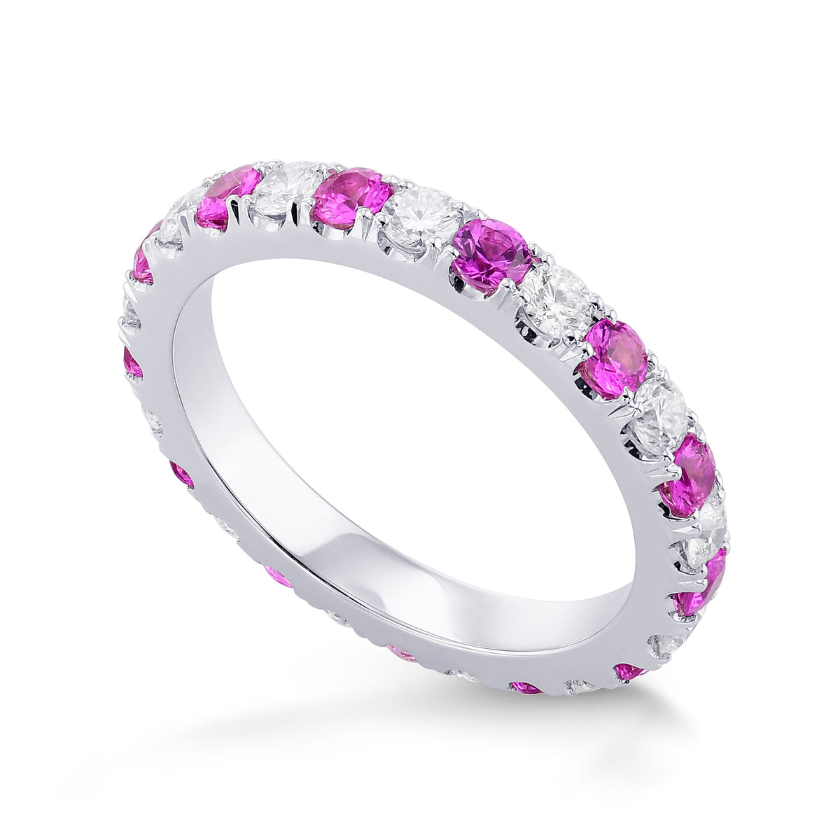 Pink Sapphire & White Diamond Eternity Band 